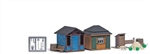 Busch 1617 HO Garden Summer Sheds Laser-Cut Kit Set 2: 2 Sheds Outhouse 2 Woodpiles Garden Details Fence