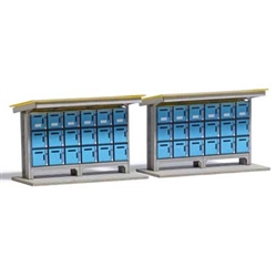Busch 1845 HO Parcel Delivery Lockers Laser-Cut Kit Includes 2 Locker Stands
