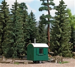 Busch 1983 HO Logger's Trailer Hut Laser-Cut Wood Kit Green