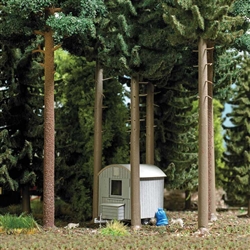 Busch 1985 HO Logger's Trailer Hut Laser-Cut Wood Kit Gray
