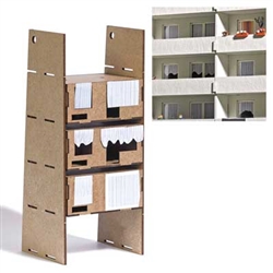 Busch 1990 HO 3 Apartment Interiors for WBS 70 Prefabricated Concrete Building Laser-Cut Kit with Interior Wall Decorations