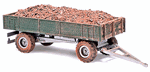 Busch 44922 HO 1958 Low-Sided Farm Trailer w/ Manure Load Weathered Green