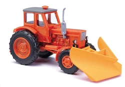 Busch 51355 HO 1964 Belarus MTS-50 Farm Tractor with Snowplow Assembled Orange, Yellow