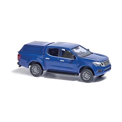 Busch 53705 HO 2015 Nissan Navara/Frontier Crew-Cab Pickup Truck with Cap Assembled Blue