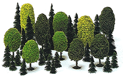 Busch 6490 Mixed Forest Trees pkg 35 10 Deciduous & 25 Pines