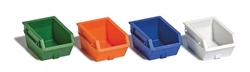 Busch 7752 HO 1.6yd Cu. Dumpster 4-Pack 1 Each: Green, Orange, Blue, White