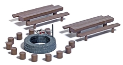 Busch 7781 HO Forest Grill Firepit w/Benches & Tables