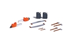 Busch 7790 HO Logging Details 2 Chainsaws 2 Long Saws 6 Assorted Axes 2 Gas Cans)