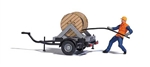 Busch 7836 HO Cable Reel on Trailer with Figure Miniature Scene