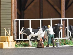 Busch 7930 HO Inseminator Action Set Cow with Vet Figure Medical Bag Stable Tools Hay Bales