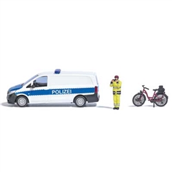Busch 79801 HO Chief Display Master Action Set German Police Van Figure in Hi Viz Bicycle