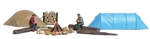 Busch 79823 HO Wilderness Camping Action Set 2 Figures 2 Tents Logs Campfire w/Stones Logpile