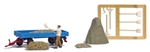 Busch 79851 HO Hay Harvest Action Set Low-Side Farm Trailer 3 Hay Stacks Figure Farm Tools