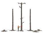 Busch 79880 HO Tree Marking Action Set 3 Dead Tree Trunks 3 Stumps Figure