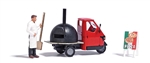 Busch 7992 HO Piaggio Ape with Pizza Oven Figure Pizza Peel Sign Action Set