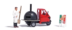 Busch 7992 HO Piaggio Ape with Pizza Oven Figure Pizza Peel Sign Action Set