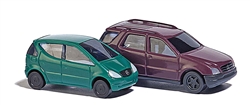 Busch 8310 N Mercedes-Benz A-Klasse Station Wagon & M-Klasse SUV Assembled Green & Maroon