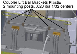 Cal Scale 190729 HO Loco Coupler Lift Bar Mount Blocks Pkg 8