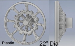 Cal Scale 190736 HO Locomotive Brake Wheel 8-Spoke Cast 22" Scale Diameter Plastic pkg2