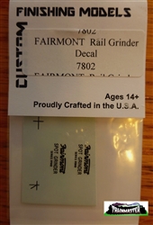 Custom Finishing 7802 HO Decal Set For Fairmont Spot Grinder