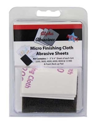 Creations Unlimited 2050A Micro Finishing Cloth Abrasive 3 x 4" Sheets with Foam Back-Up Pad 1 Each: 1500 1800 2400 3200 3600 4000 6000 8000 12,000 Grit
