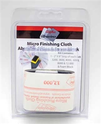 Creations Unlimited 3000 Micro Finishing Cloth Abrasive Strips with Foam Block 2 x 8" Sheets 1 Each: 3200 3600 4000 6000 8000 12000 Grit