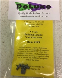 Deluxe 395 N Scale Building Details: Wall Vent Fan- 2 Square, Flush-Mount Vent Fans