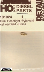 Detail Associates 101024 HO Dual Headlight Brass w/Vertical Shield