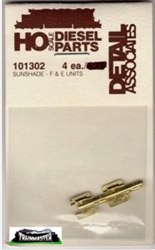 Detail Associates 101302 HO Brass Sunshades F & E Units Pkg 4