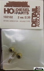 Detail Associates 102102 HO Spark Arrestors Round Brass Pkg 2