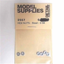 Detail Associates 2557 Steel Hex Nuts 2-56 Pkg 10