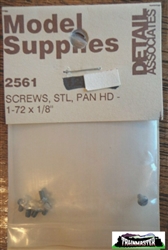 Detail Associates 2561 Pan Head Screws 1-72 x 1/8" Pkg 10
