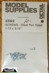 Detail Associates 2562 Pan Head Screws 1-72 x 3/16" Pkg 10