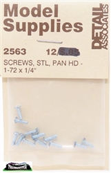 Detail Associates 2563 Pan Head Screws 1-72 x 1/4" Pkg 10