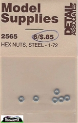 Detail Associates 2565 Steel Hex Nuts 1/72 Pkg 10
