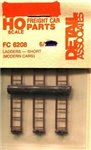 Detail Associates 6208 HO Freight Car Ladders Short Modern Pkg 6
