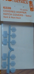 Detail Associates 6228 HO Covered Hopper Hatch Set Salco 20" Vented & Nonvented Pkg 10