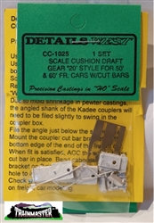 Details West 1025 HO Scale Cushion Draft Gear For 50' & 60' Freight Cars "20" Style w/Cut Bars