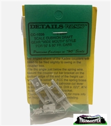 Details West 1026 HO Scale Cushion Draft Gear For 50' & 60' Freight Cars "Wide Mouth" Style w/Cut Bars; 1 Set