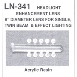 Details West 341 HO Headlight Enhancement Lenses pkg(10) Clear Acrylic 6" Diameter Lens; for Headlights & Effects Lights