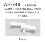 Details West 346 HO Nathan Air Horns P-3, Large Right Bell Configuration Pewter NP & Other Roads