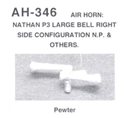 Details West 346 HO Nathan Air Horns P-3, Large Right Bell Configuration Pewter NP & Other Roads
