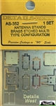 Details West 352 HO Antenna Stands Multi-type Configuration Set Brass pkg 2