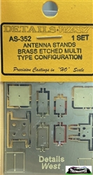 Details West 352 HO Antenna Stands Multi-type Configuration Set Brass pkg 2