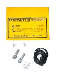 Details West 361 HO Ditch Lights Predrilled w/Platform & 3-Volt Bulbs