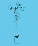 Details West 455 HO Light Poles w/Light Heads Nonworking Pkg 2 For Yards Industrial Engine Facility Etc.