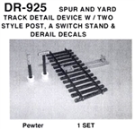 Details West 925 HO Trackside Details Spur & Yard Track Derail w/Two Styles of Posts & Decals Switch Stand