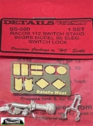Details West 960 HO Racor 112 Switch Stand w/GRS Model 9B Elec. Switch Lock 1 Set