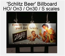 Dwarvin BB101FP HO Fiber Optic-Lit Billboard Kit Schlitz Beer
