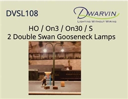 Dwarvin SL108 HO DVSL108 Fiber-Lit Double Swan/Goose Neck Lamps pkg (2)